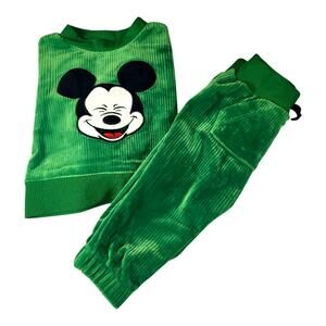 Disney Ribbed Velour 2 pc Sweat Suit Infant Size 0/3 Mo. Emerald Green